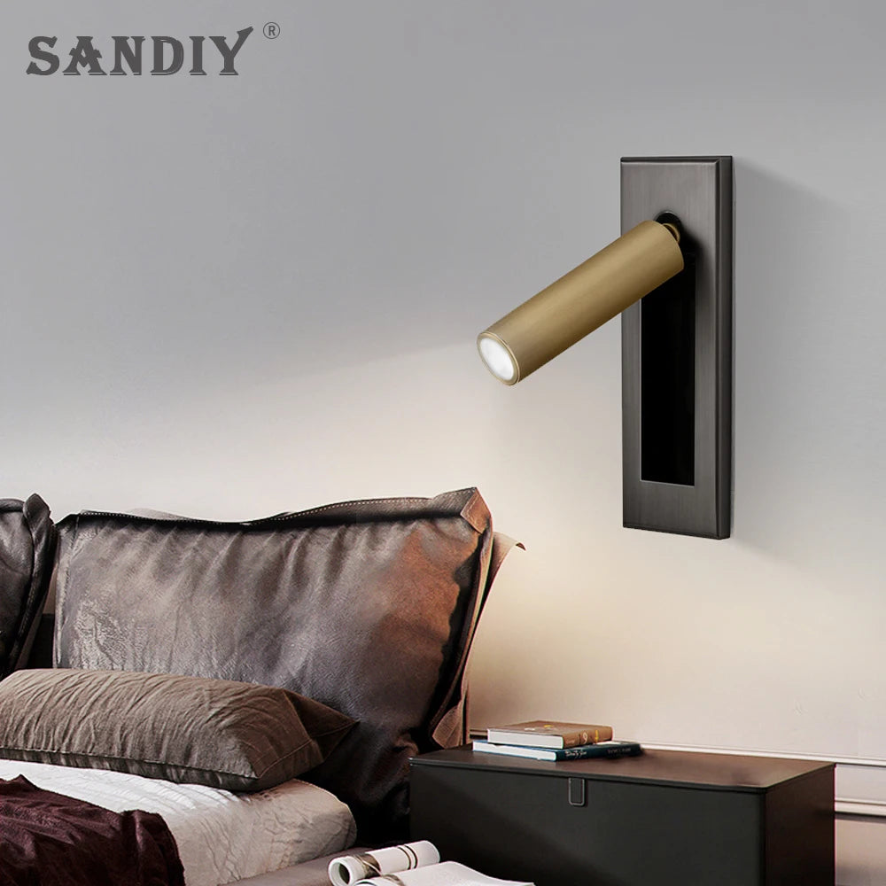 SANDIY LED Wall Sconce with USB Charger – Rotatable Lamp LED Wall Sconce Vue
