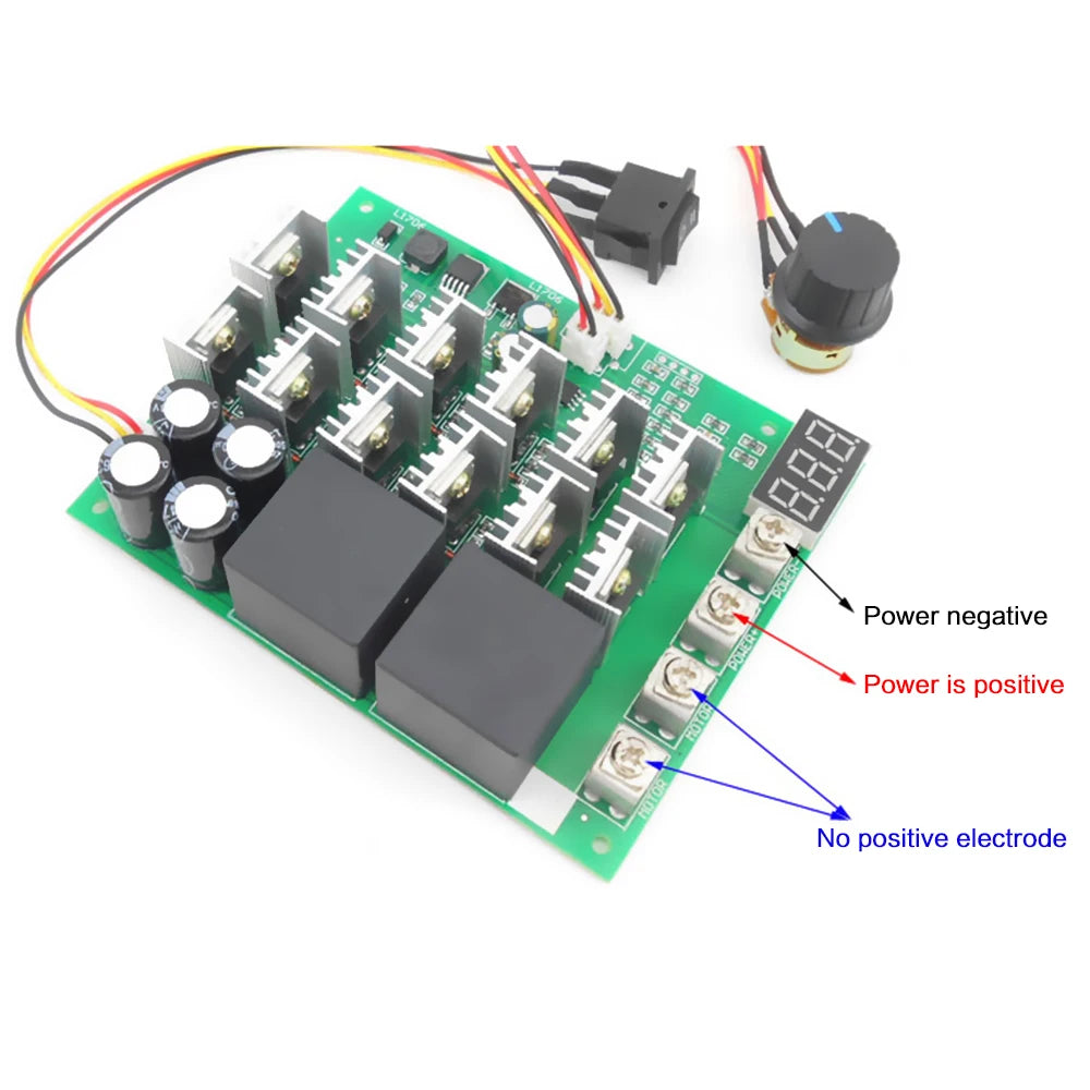60A 10-55V Digital Display PWM Speed Controller Module Forward Reversal 0~100% Adjustable DC Motor Vue