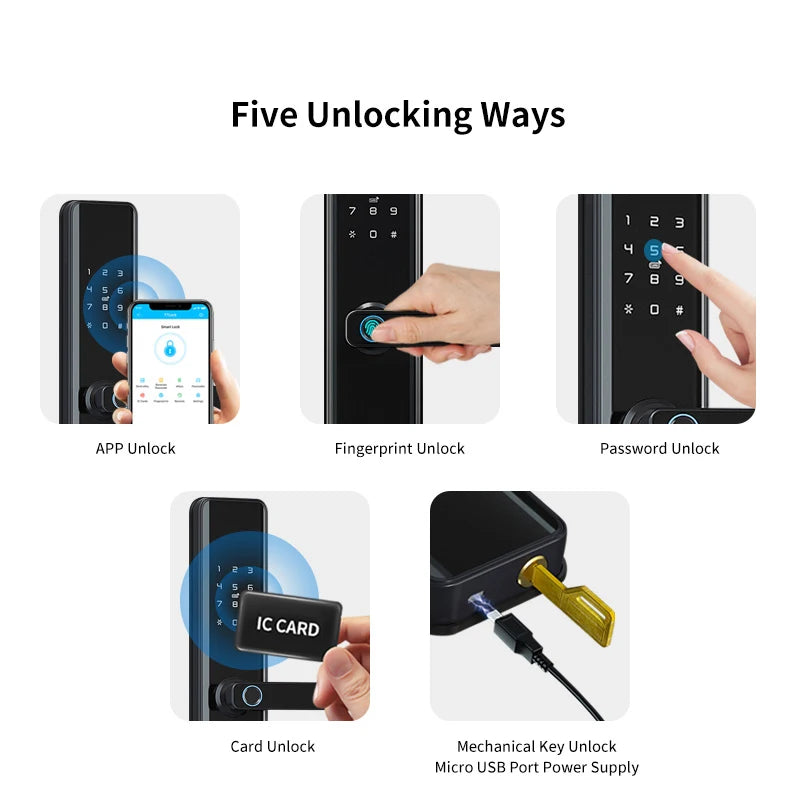 TTlock Waterproof Bluetooth Wifi Fingerprint Smart Lock Electronic Intelligent Biometric Code Digital Door Lock Vue