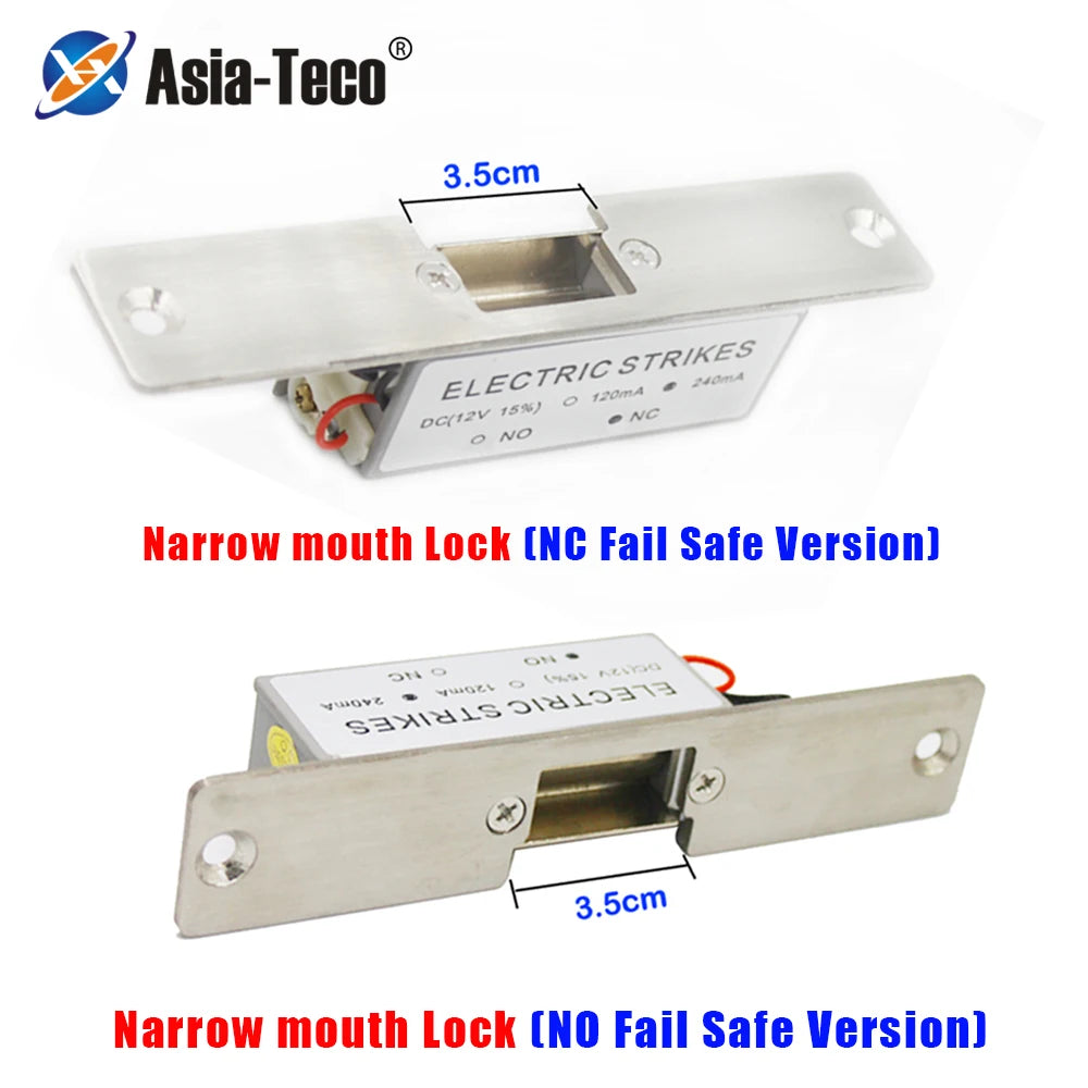 DC 12V Access control Electric Strike Lock Narrow Wide Type Electric Door Lock Wood Metal Door NO NC Mode Fail Secure Fail Safe Vue