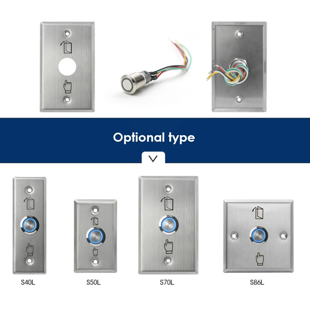S50L Backlight Stainless Steel Exit Button Push Switch Door Sensor Opener Release for Magnetic Lock Access Control S70L Vue