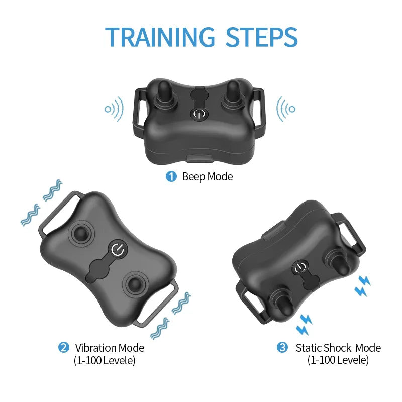 Cute 800m Black Electric Dog Training Collar with Shock Vibration Sound Remote Control Pet Training Artifact for 1/2/3 Dogs Vue