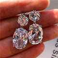Huitan Silver Cubic Zirconia Dangle Earrings | Bridal & Wedding Dangle Earrings Vue E490