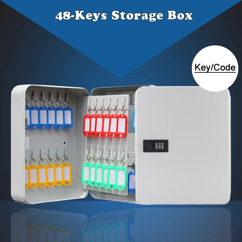 48-Keys Safe Storage Box Combination/Key Lock Wall Mounted Multi Spare Keys Organizer Box For Home Office Factory Store Use Vue
