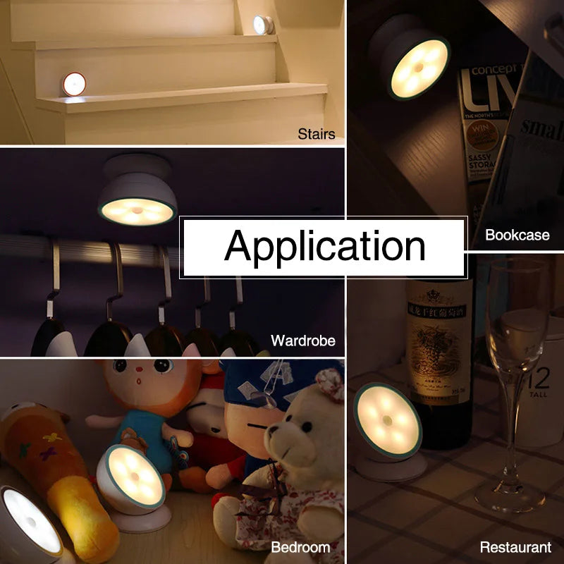 Smart Wireless Motion Sensor Night Light USB Rechargeable Wall Lights For Wardrobe Corridor Toilet Interior Indoor Lighting Vue