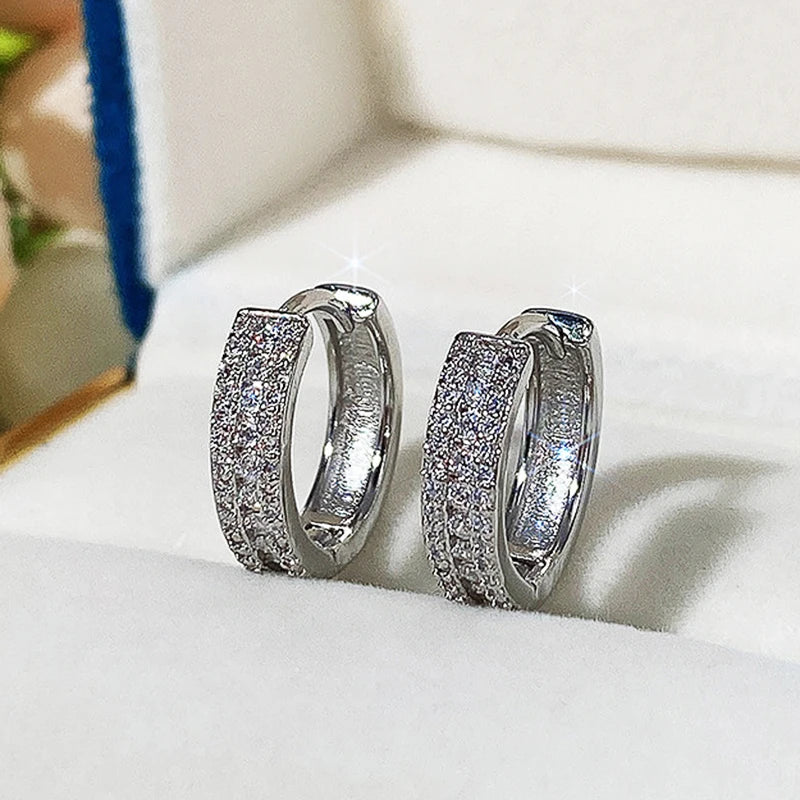 Huitan Cubic Zirconia Circle Hoop Earrings for Women Hoop Earrings Vue E1384
