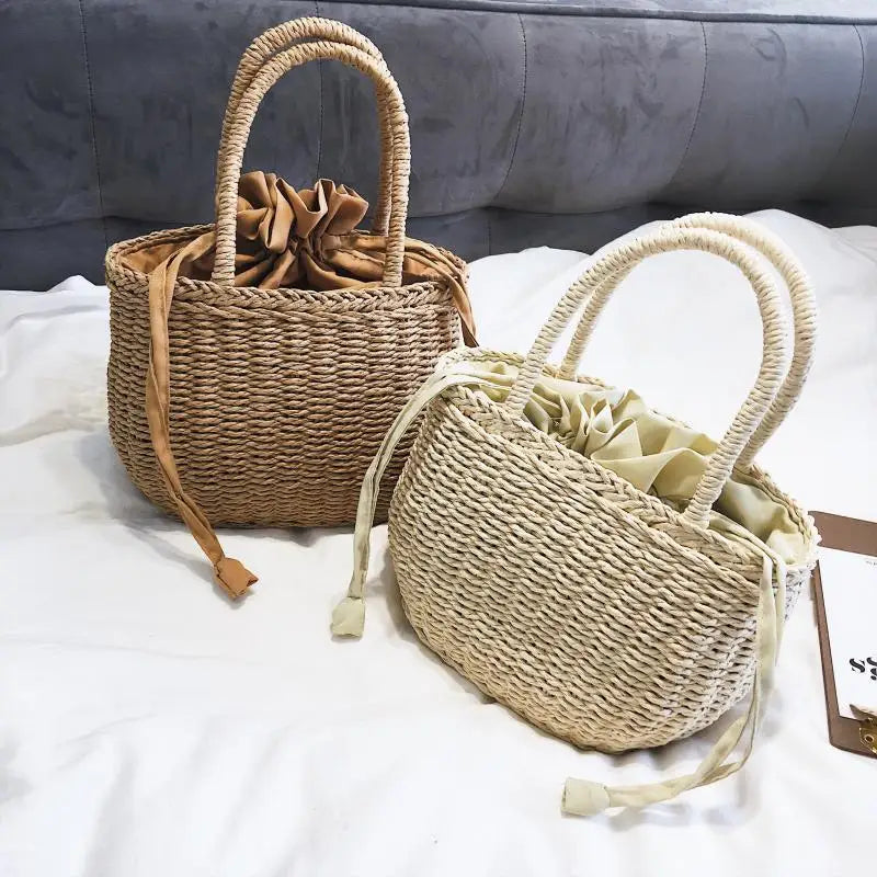 Straw Bags Women Summer Rattan Bag Handmade Woven Beach Bohemia