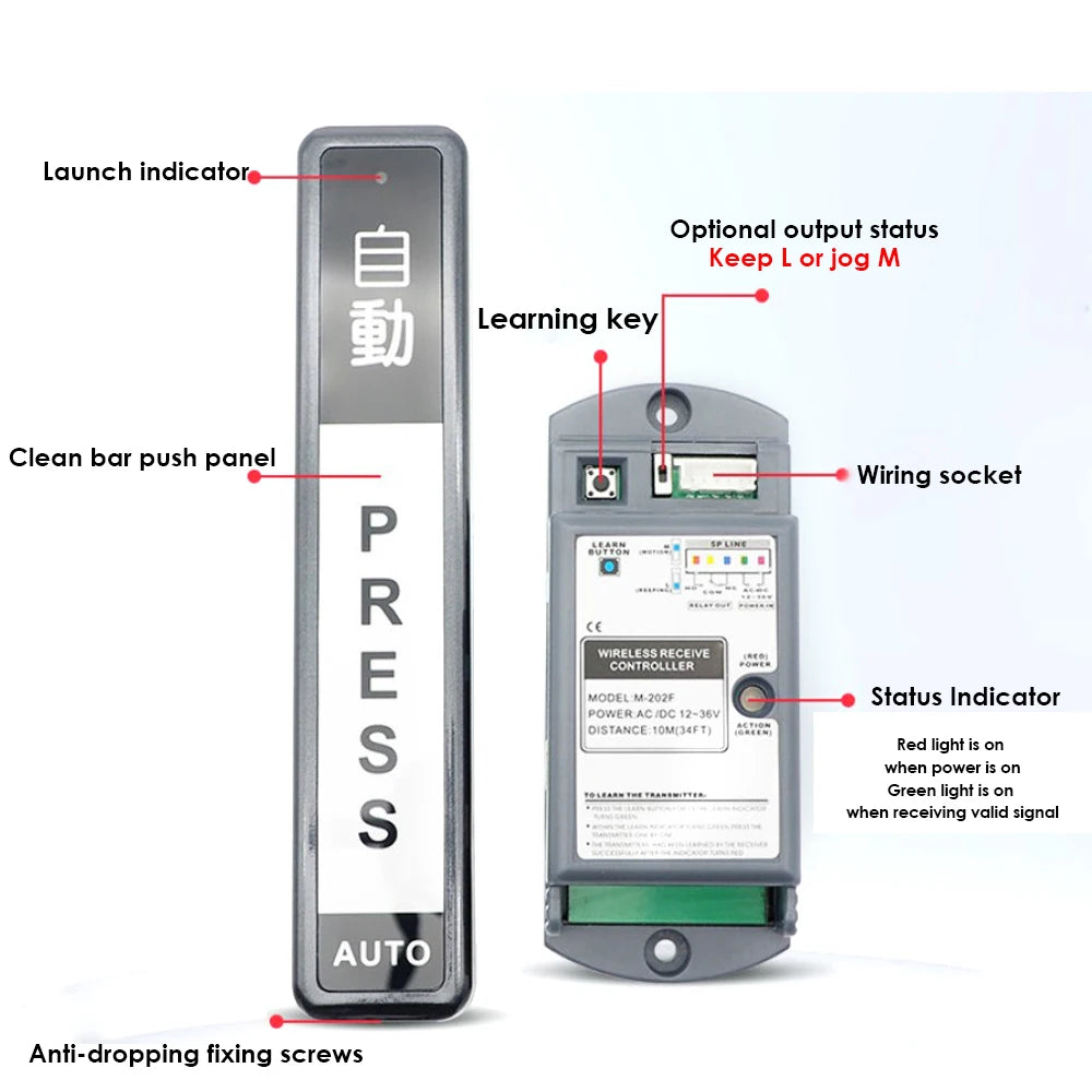 Automatic door access control wireless hand pressure switch touch sensor door access button wireless remote control switch Vue