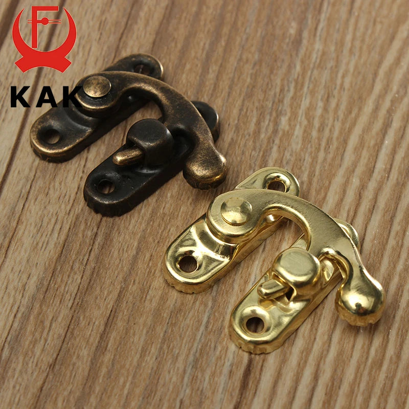 KAK 12pcs 34x28mm Antique Bronze Iron Padlock Hasp Hook Lock For Mini Jewelry Wooden Box With Screws Furniture Hardware Vue
