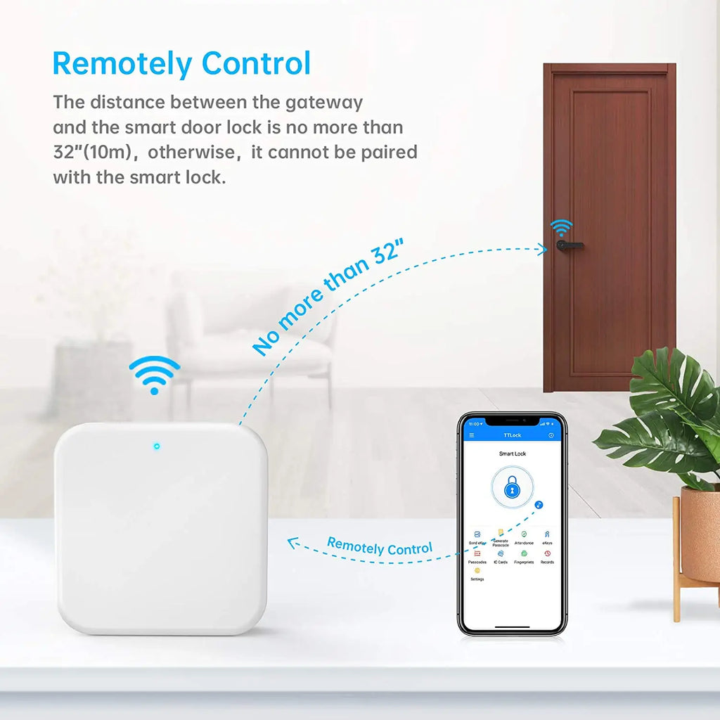 TTLock APP Device Lock Gateway G2 Bluetooth WiFi Adapter, Mobile Remote Control for Smart Lock, Gateway Vue