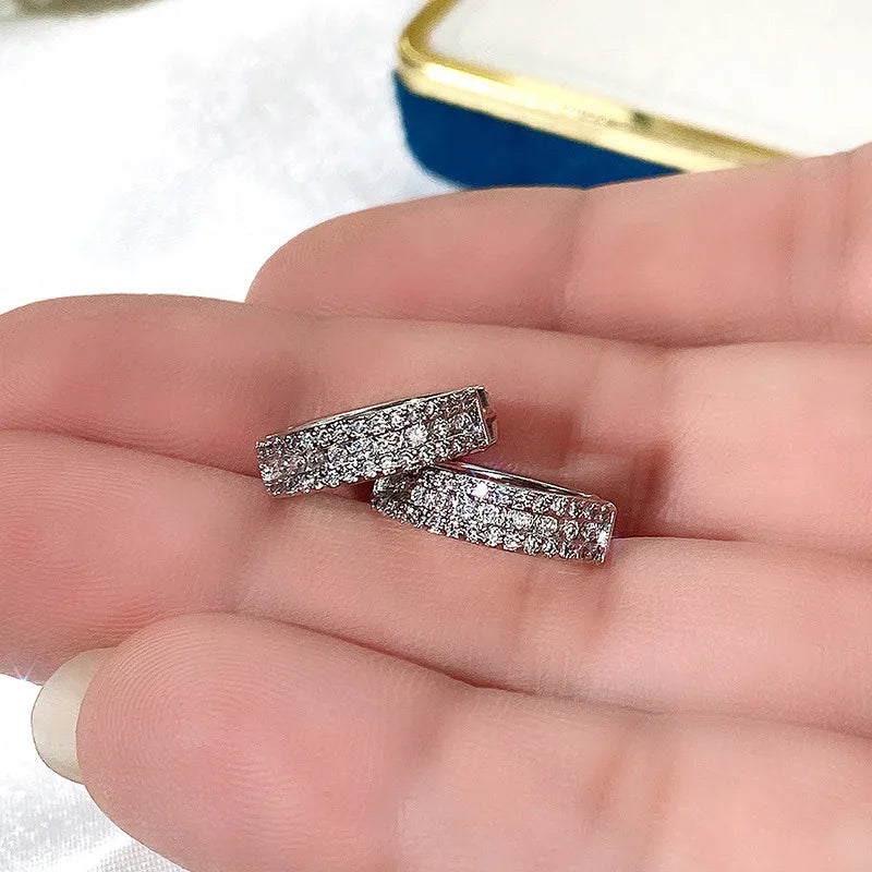 Huitan Cubic Zirconia Circle Hoop Earrings for Women Hoop Earrings Vue