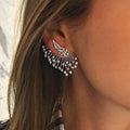 Huitan Wing Cubic Zirconia Stud Earrings – Silver Fashion Stud Earrings Vue Silver Plated WHITE