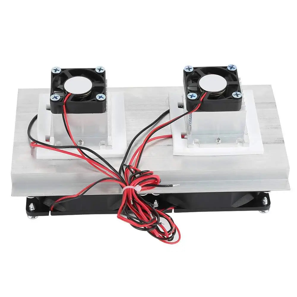 200 x 115 x 8.5mm 120W Thermoelectric Peltier Refrigeration Semiconductor Cooling System Kit Double Fan Vue
