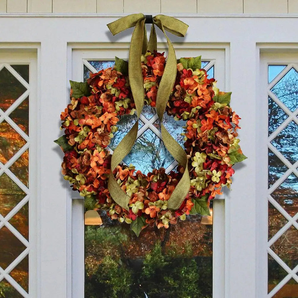 Thanksgiving Wreath Fall Hydrangea Bowknot Decoration Flower Garland Wreath Thanksgiving Front Door Home Decor Vue