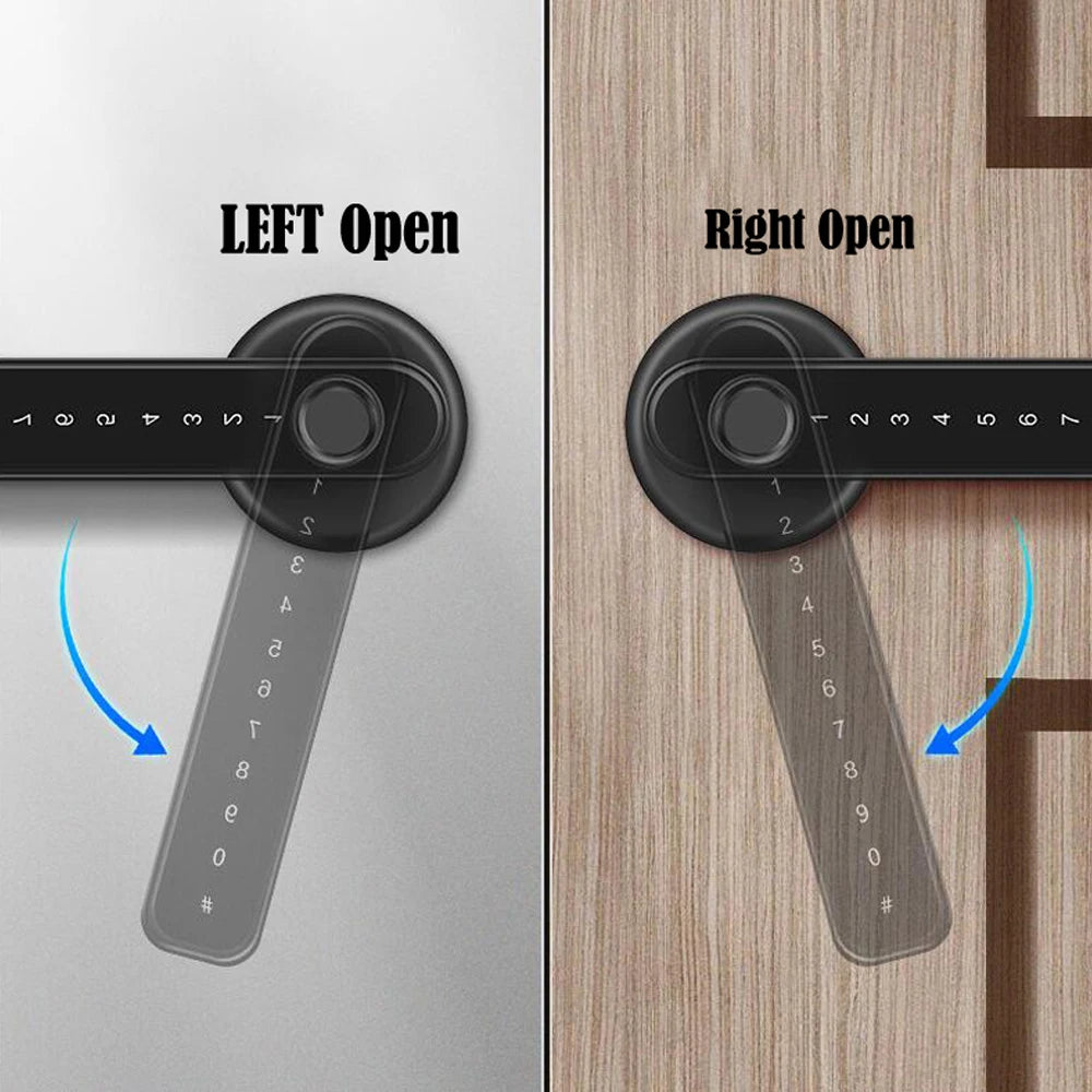 TTLock Smart Bluetooth Fingerprint Lock Biometric Password Code Door Lock with Electronic Handle - APP Controlled Home Security Vue
