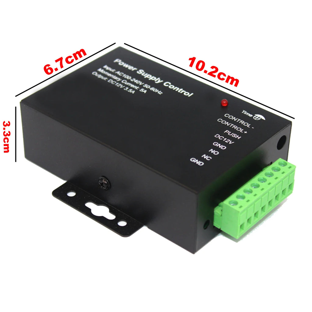 Door Access Control Power Supply Switch, Time Delay, Adjustable AC 100V-240V, Input NO, NC Output, 3.5A, DC 12V, 24W, 3.5A Vue