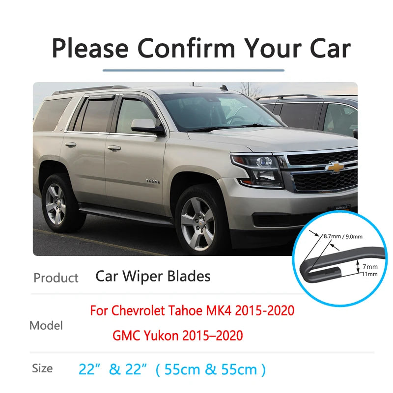 Wiper Blades for Chevrolet Tahoe MK4 & GMC Yukon 2015–2020 Windshield Wiper Blades Vue