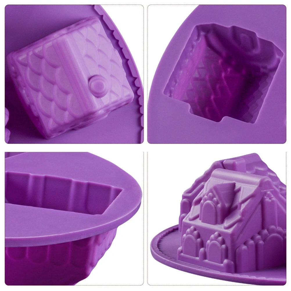 6-Cavity Silicone Christmas Gingerbread House Cake Mold Chocolate Mold for Baking Tools Vue Default Title
