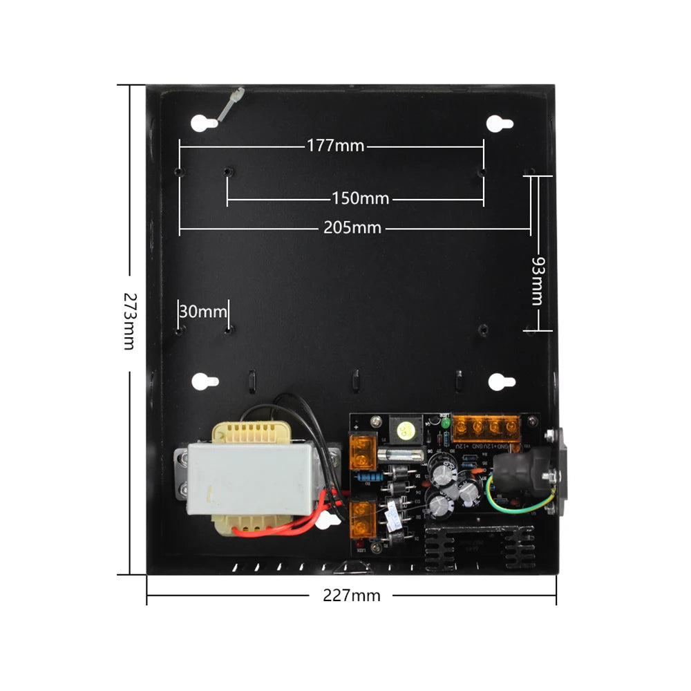 Metal Access Control Panel Board Box with DC12V 5A Power Supply for 1/2/4 Door Office Entry System - Converter Box Vue