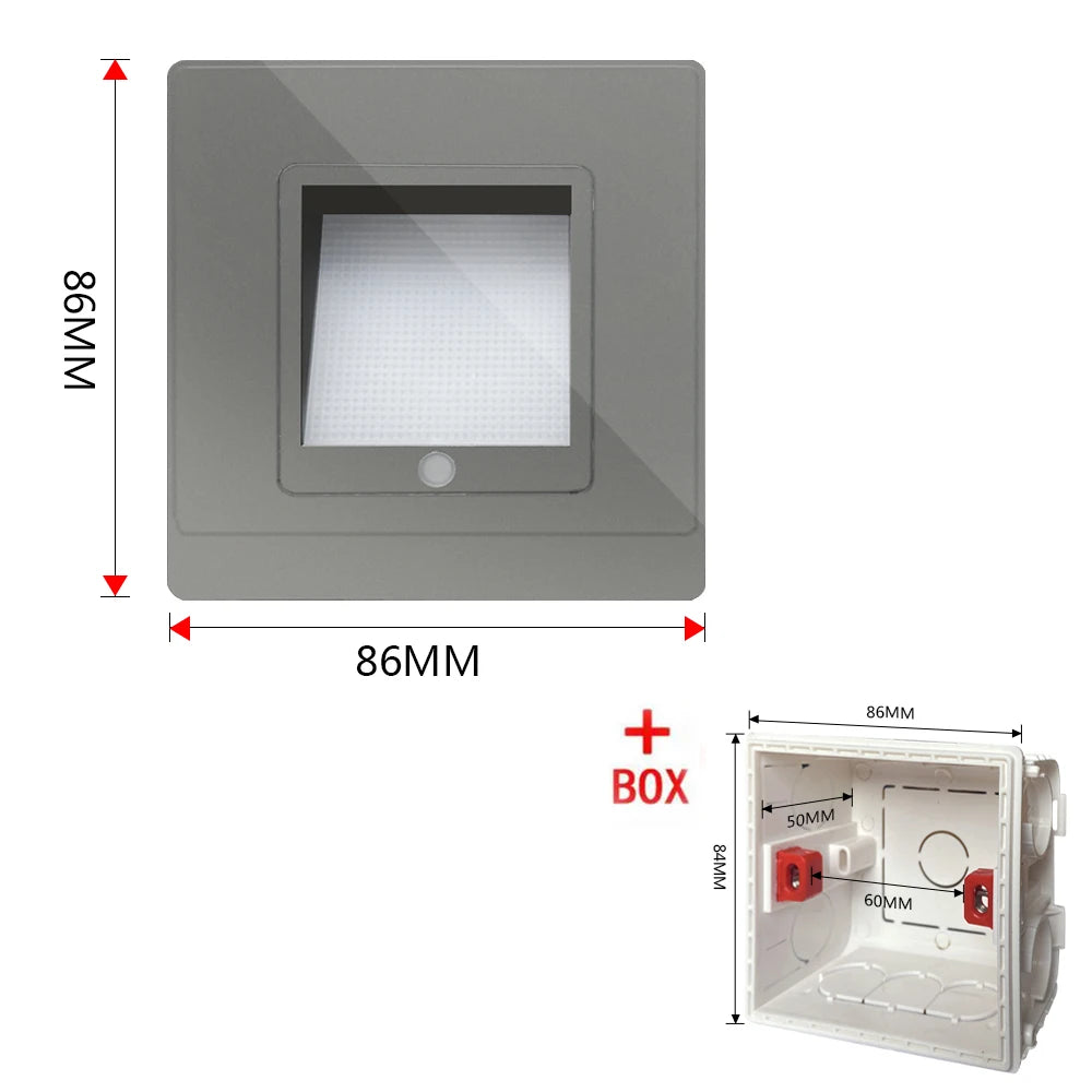 SANDIY LED Radar Motion Sensor Stair Wall Light – Night Sconce Motion Sensor Wall Light Vue Gray with Box Switch Control Warm White (2700-3500K)|1.5W