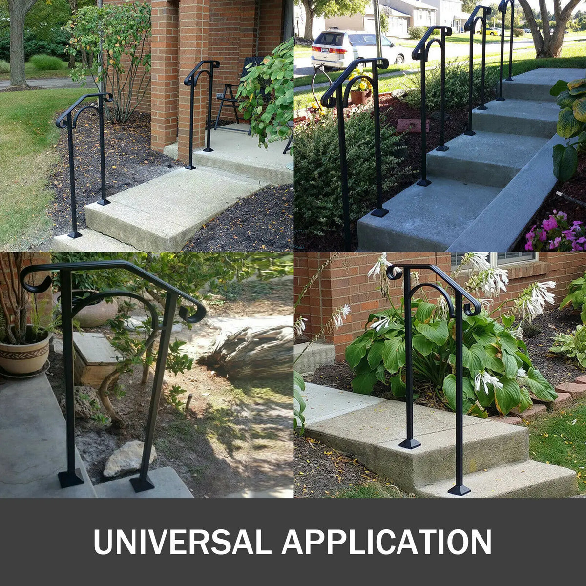 Wrought Iron Arch Stair Handrail for 1–2 Outdoor Steps Outdoor Stair Handrail Vue