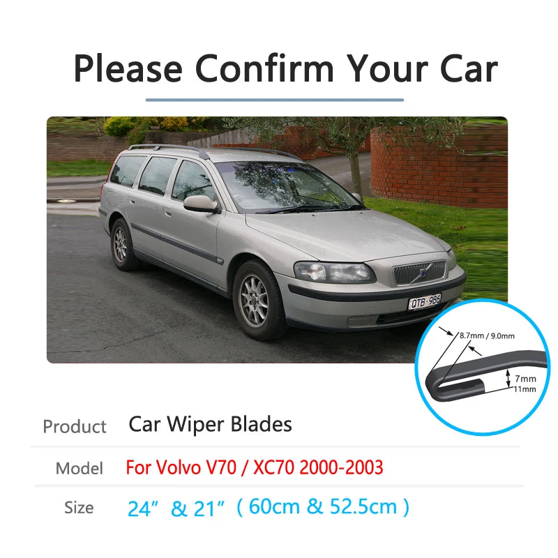Car Wiper Blade for Volvo V70 XC70 2000 2001 2002 2003 Front Window Windscreen Windshield Wipers Blades Car Accessories XCV 70 Vue