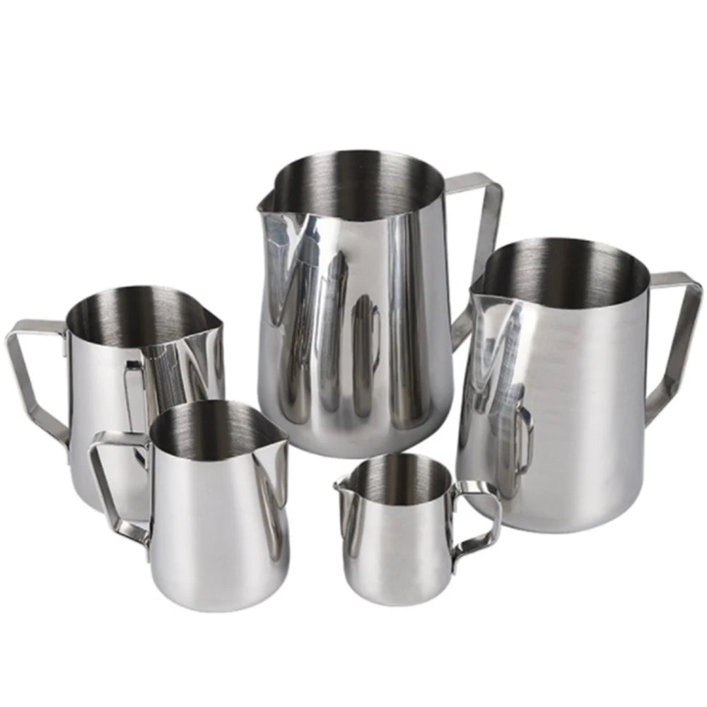 KONCO Stainless Steel Milk Frothing Pitcher, Milk Boiler Cup Jug Creamer Accessories Suitable for Barista, Espresso Machines Vue