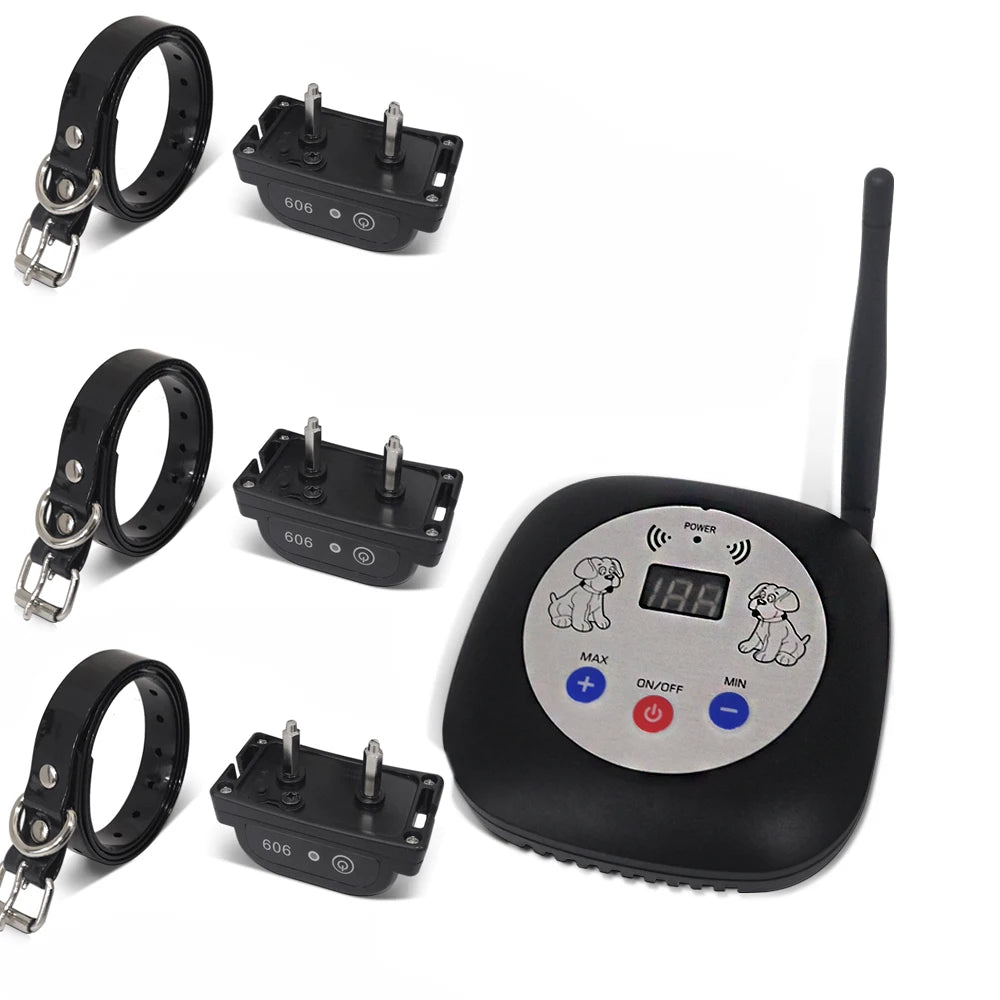 Strong Signal Wireless Dog Electric Fence Smart Training Electric Shock Warning Tone Dog Collar for Pet Dog Training Accessories Vue for 3 dog UK Plug