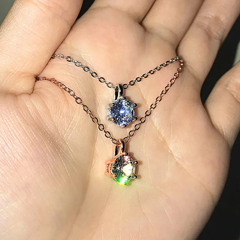 Huitan 6-Prong Crystal Zirconia Pendant Necklace – Women Pendant Necklace Vue