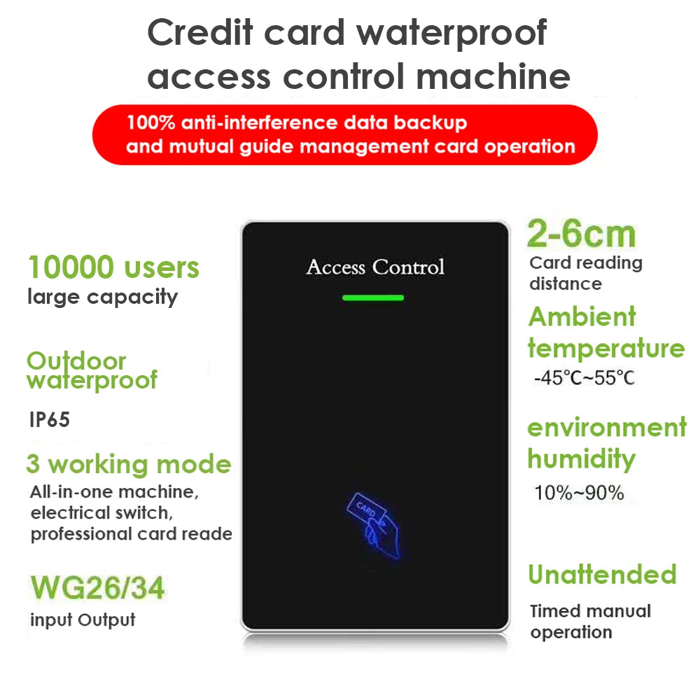 Backlight Touch 125khz RFID Card Access Control keypad reader Door Lock opener wiegand 26 output door access control system Vue