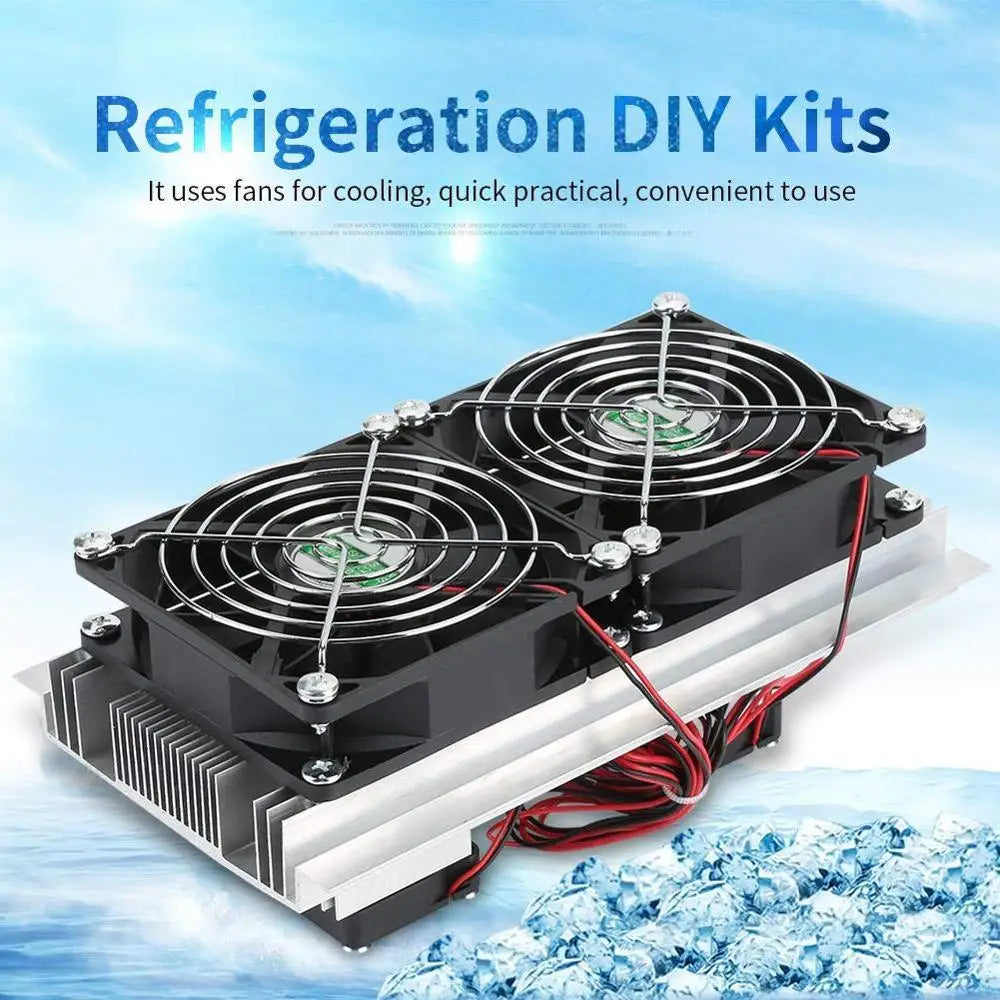 200 x 115 x 8.5mm 120W Thermoelectric Peltier Refrigeration Semiconductor Cooling System Kit Double Fan Vue