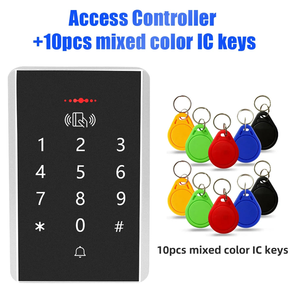Standalone RFID Access Control Keypad Digital Panel Card Reader 125Khz Door Lock System 2000 Users for Security Vue AC and 10 color Key