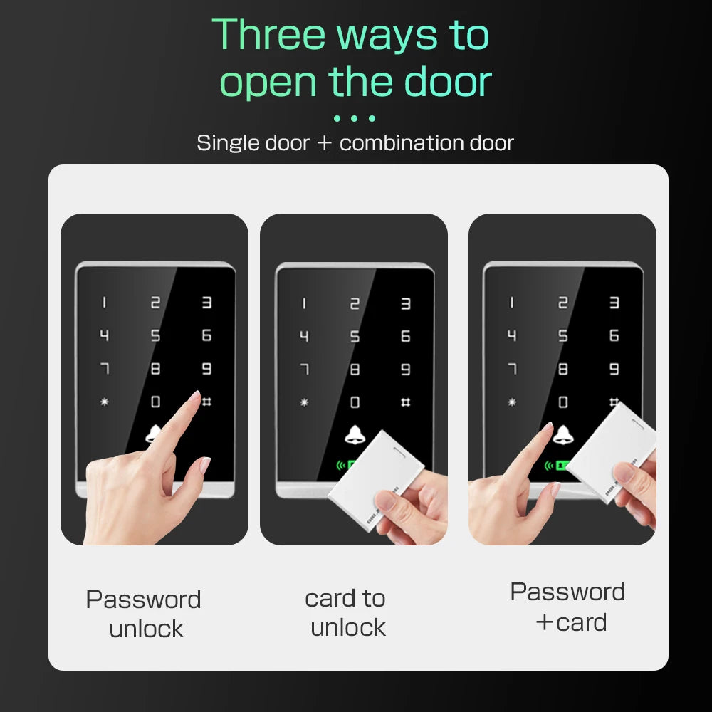 Waterproof Touch Keypad RFID Door Access Control Reader Dual Frequency 125kHz 13.56MHz 1600 User Capacity with Backlight Vue