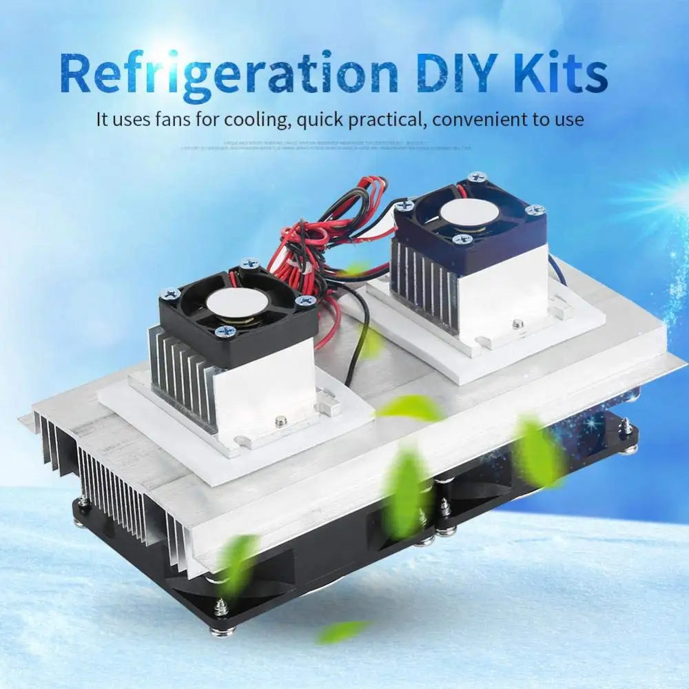 200 x 115 x 8.5mm 120W Thermoelectric Peltier Refrigeration Semiconductor Cooling System Kit Double Fan Vue
