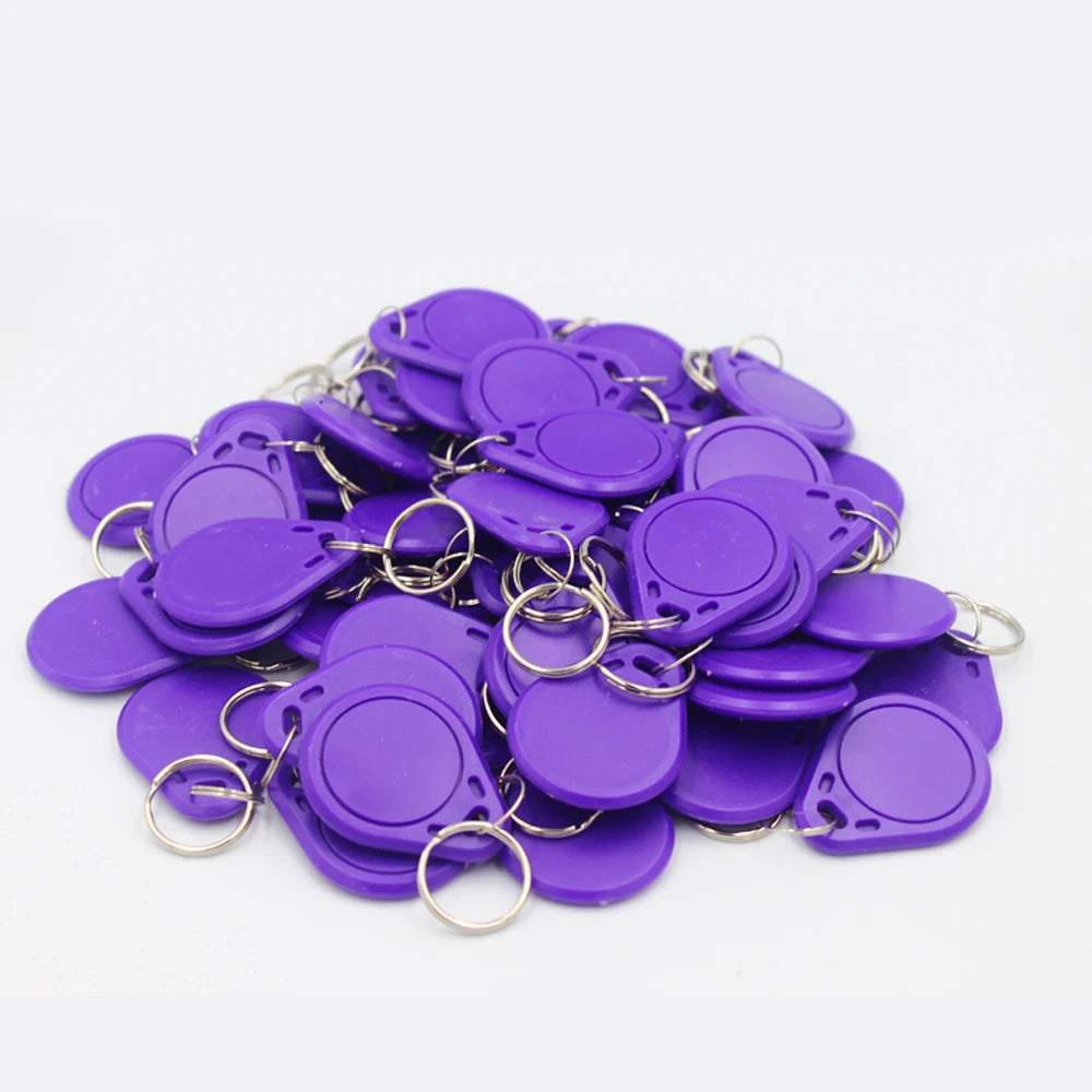 100pcs 13.56MHz IC M1 Keyfobs Tags Access Control RFID Key Finder Card Token Attendance Management Keychain Accept customization Vue