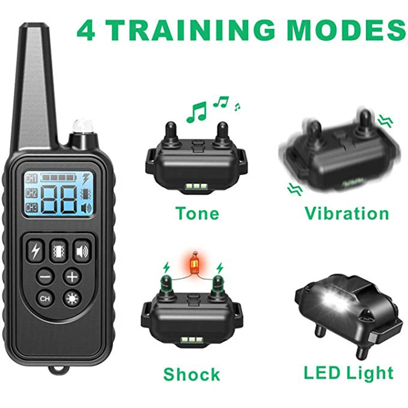 800m Electric Dog Training Collar Product Acessories with LCD Display Pet Remote Control Waterproof Rechargeable Collars Vue