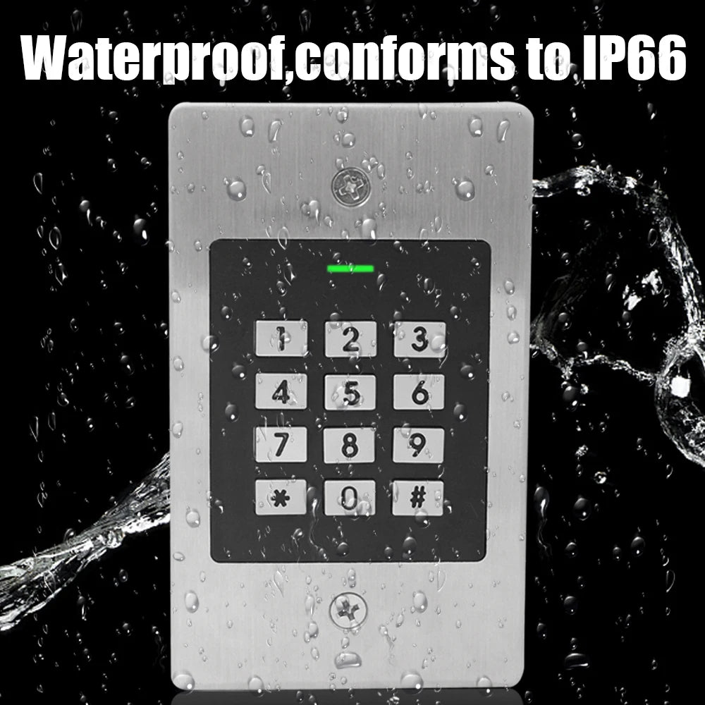 IP66 Metal Embedded Access Control Reader 1000 Users RFID 125KHz Wiegand 26 Output, Heavy Duty Security System for Door Entry Vue