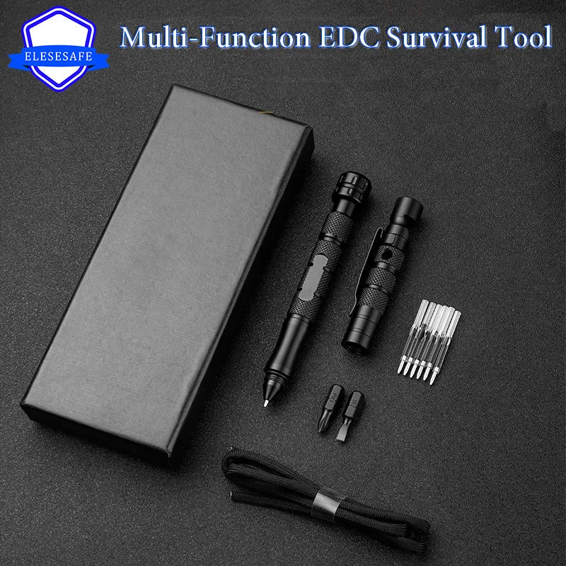 10In1 Portable Multi-Function Tactical Self Defense Pen Hand Spinner Whistle Screwdriver Glass Breaker Outdoor Survival EDC Tool Vue