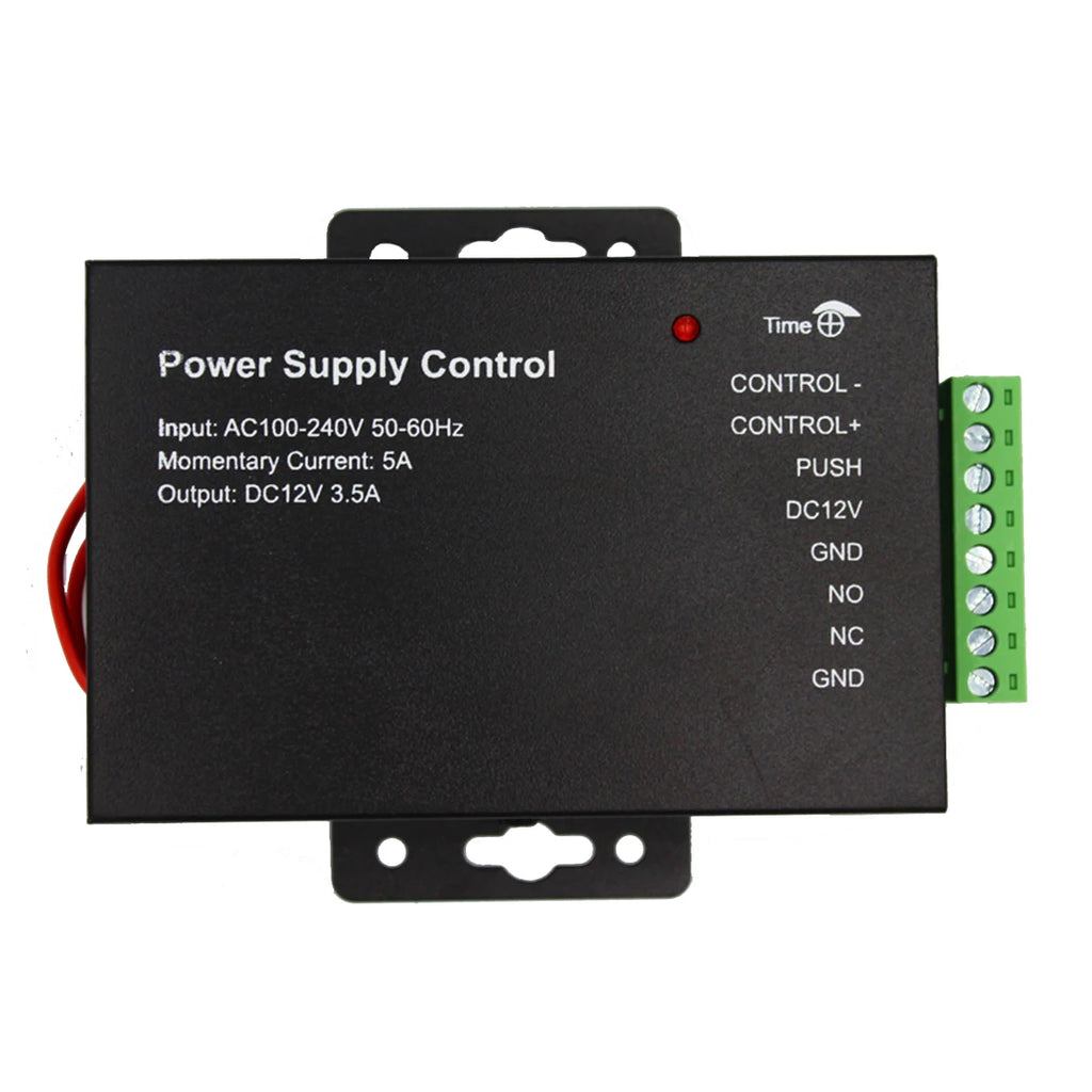 Door Access Control Power Supply Switch, Time Delay, Adjustable AC 100V-240V, Input NO, NC Output, 3.5A, DC 12V, 24W, 3.5A Vue 12V 3.5A Black