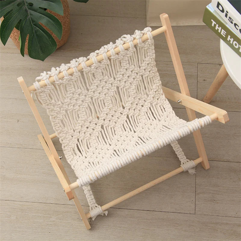 Macrame Cotton Rope Magazine Rack – Boho Desktop Bookshelf Magazine Storage Rack Vue