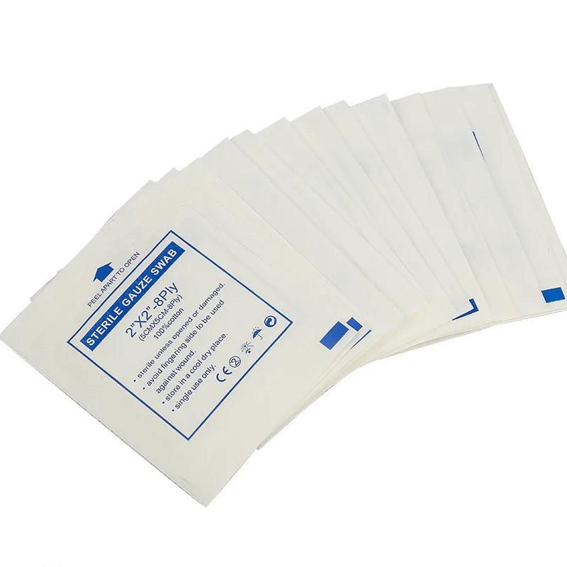 10-50Pcs Sterile Disposable Guaze Swab Pad 8ply 2"x2" 5cm Dressing For Travel Outdoor Camp First Aid Emergency Kits Accessories Vue