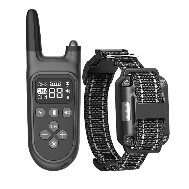 Cute 800m Black Electric Dog Training Collar with Shock Vibration Sound Remote Control Pet Training Artifact for 1/2/3 Dogs Vue