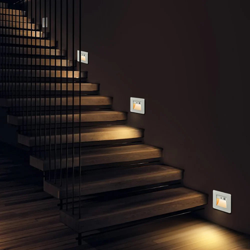 LED Recessed PIR Motion Sensor Step Night Light 2W/3W | SANDIY Recessed LED Step Light Vue