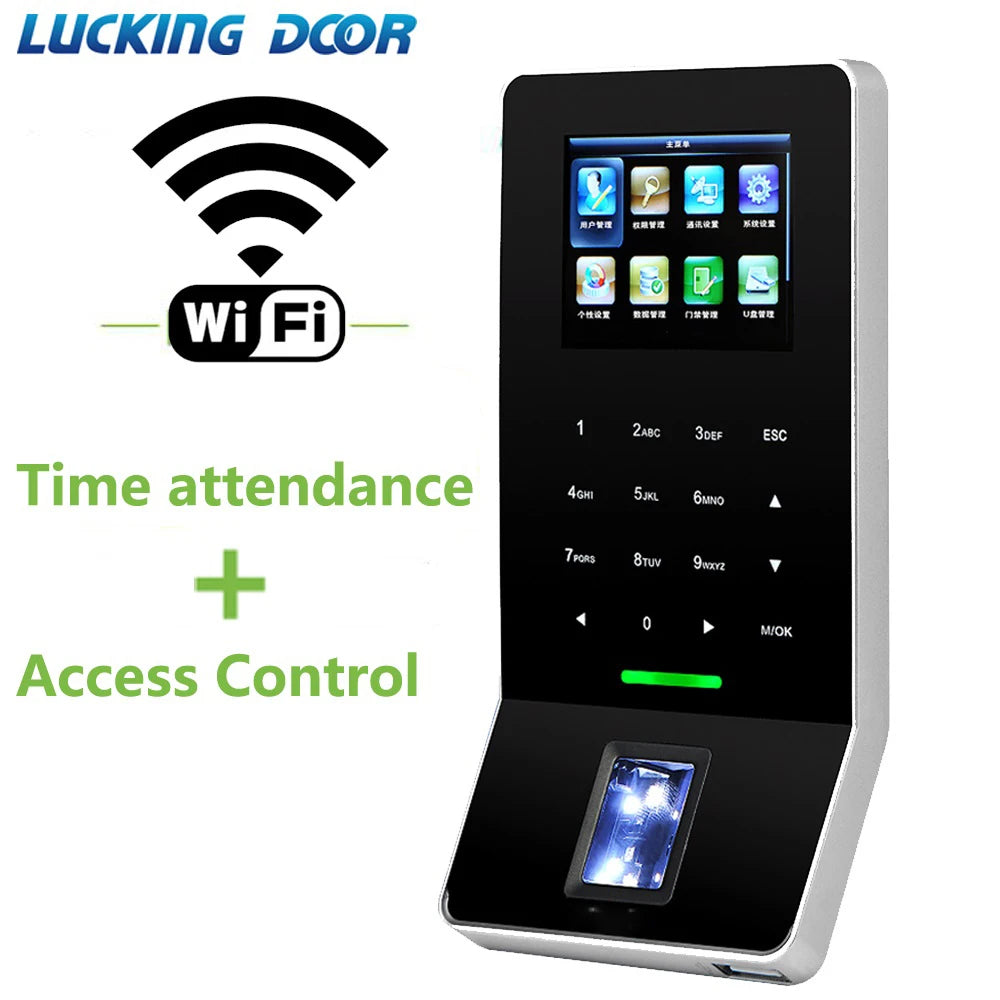 2.4 Inch LCD Biometric WIFI Fingerprint Access Control Time Attendance System TCP/IP RJ45 Fingerprint Reader Vue Black 125Khz
