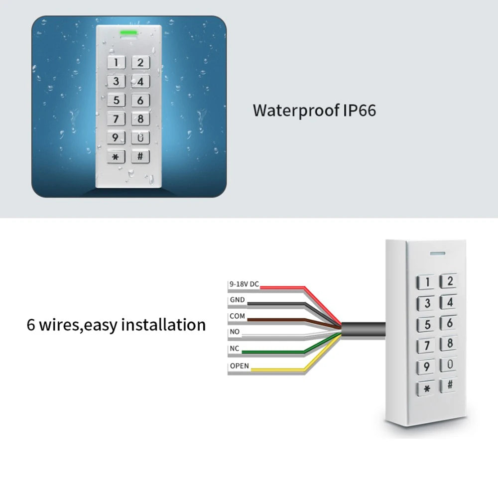 Mini smallest 1000 user Pin password Waterproof IP66 Door Lock opener Access Controller Keypad Door Entry access control reader Vue