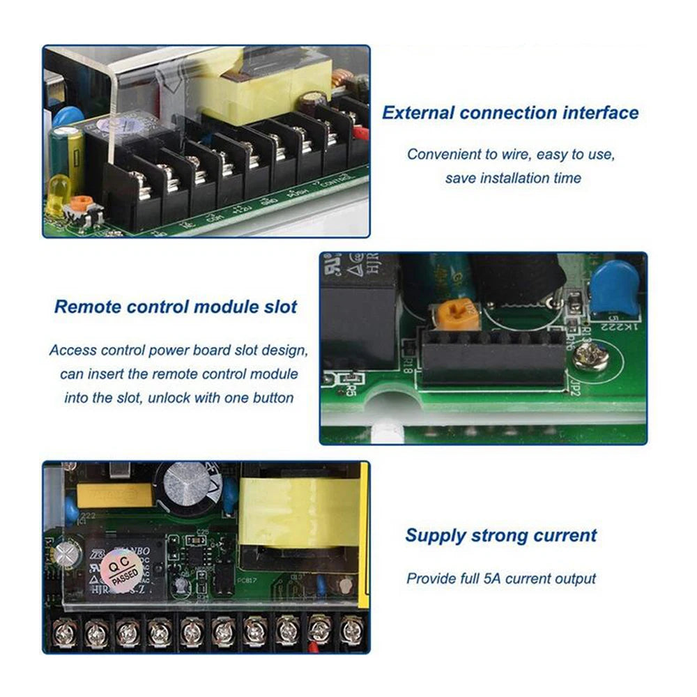 Door Access Control System Switch Power Supply AC 110~240V Delay Time Max 15 Second Frequency Power DC12V 5A 50W Vue