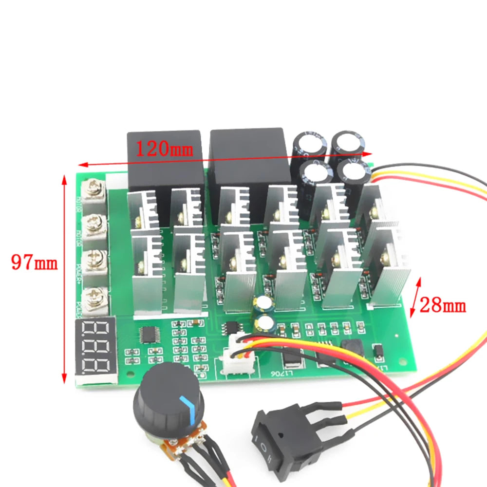 60A 10-55V Digital Display PWM Speed Controller Module Forward Reversal 0~100% Adjustable DC Motor Vue