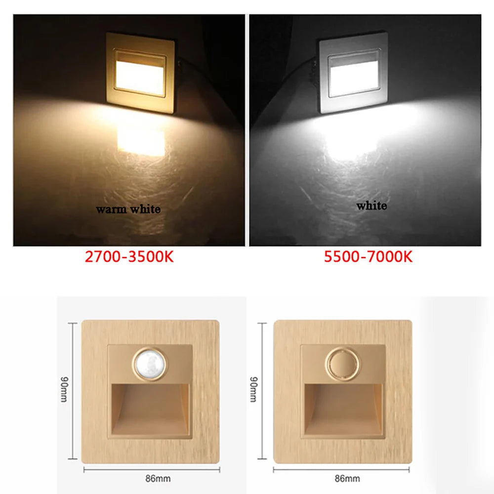 2W LED Sensor Recessed Wall Night Light – Stair & Hallway Recessed LED Night Light Vue