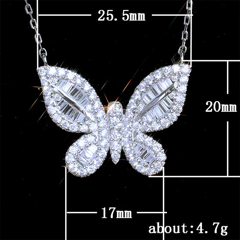 Huitan Butterfly Pendant Necklace – Cubic Zirconia Women's Jewelry Pendant Necklace Vue