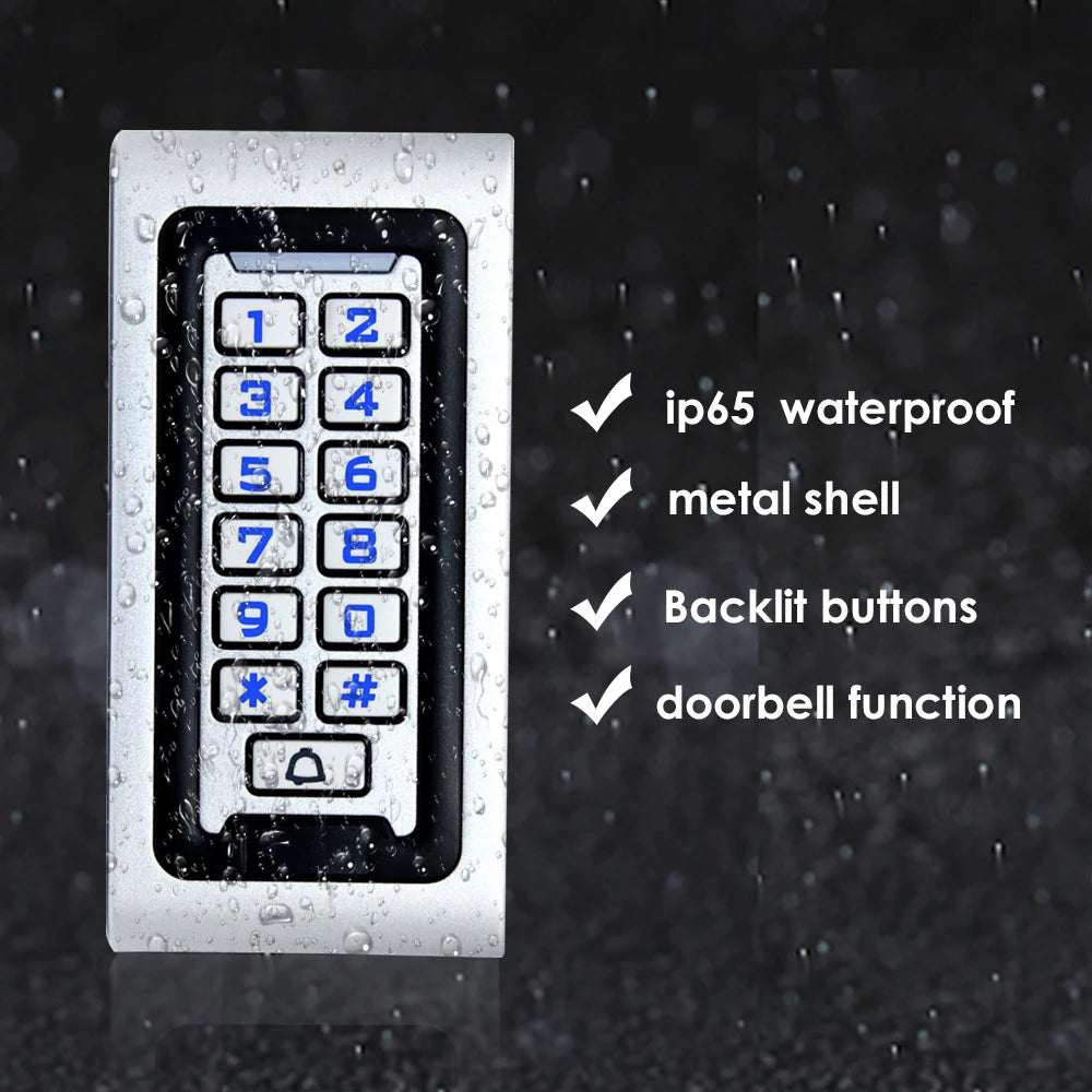 IP67 Waterproof RFID Metal Access Control Kit All-in-one Silicone Key Magnetic Locks Sets 125KHz Access Control System S601 Kits Vue